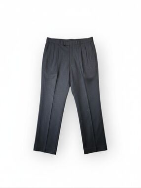 Moda Prima 100% Wool Dress Pants Gray Pleated Classic Tailored Trousers